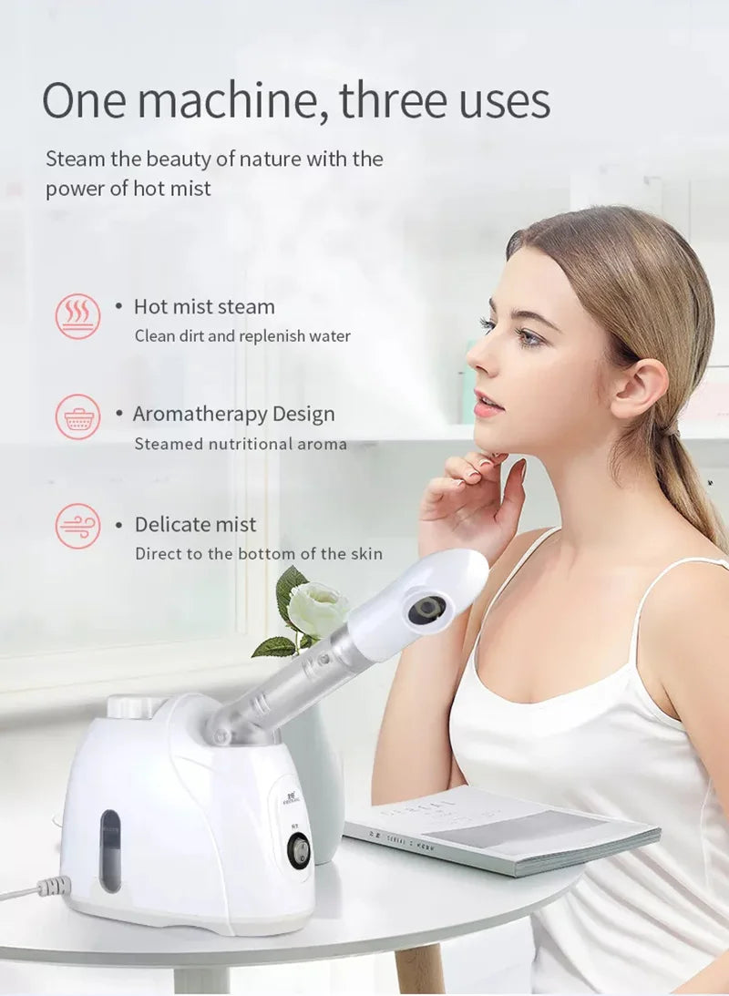 Ozone Facial Steamer – Deep Pore Cleansing Warm Mist Face Vaporizer for Home Spa & Salon