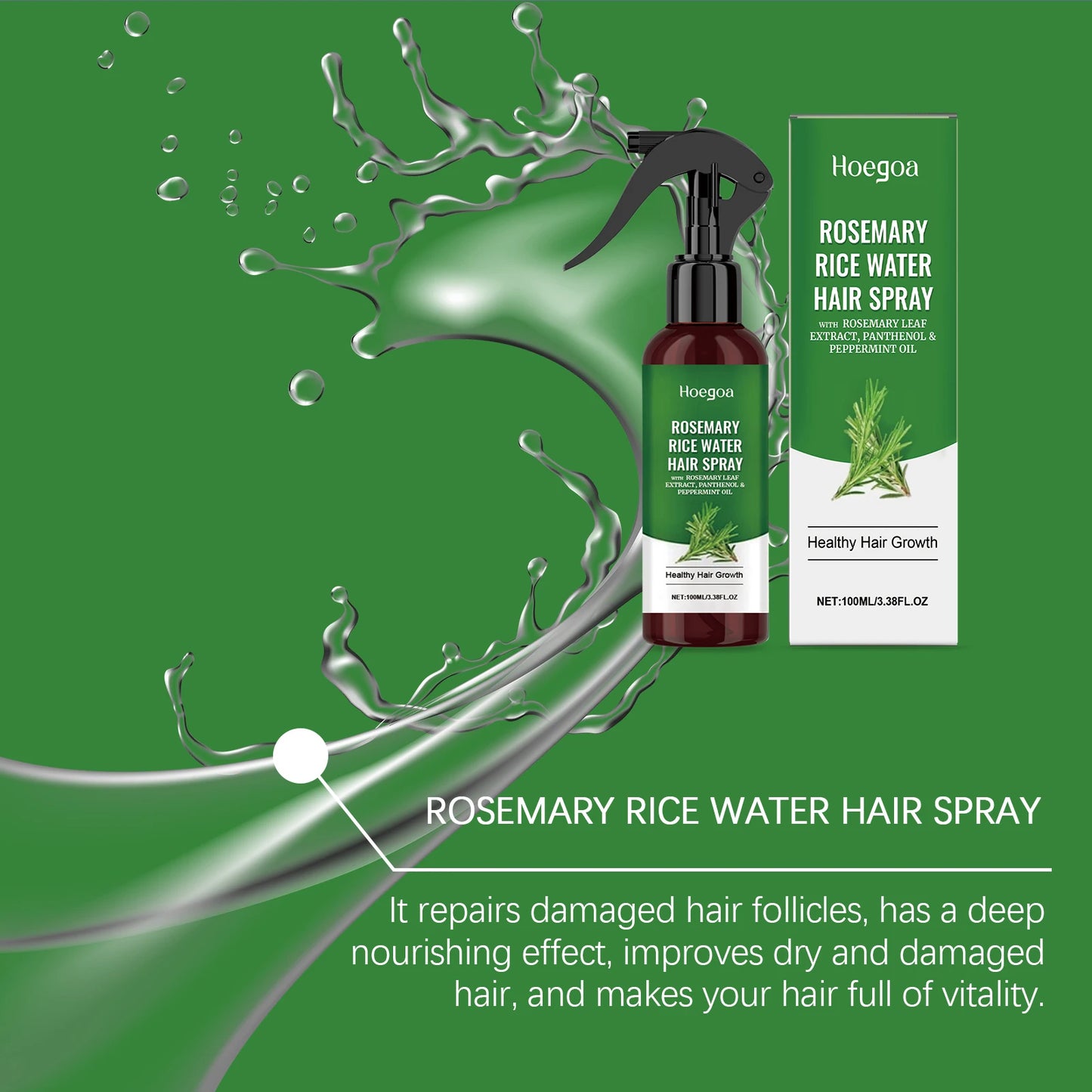 Rosemary & Rice Water Hair Growth Spray – Scalp Nourishing Mist for Thicker, Stronger Hair