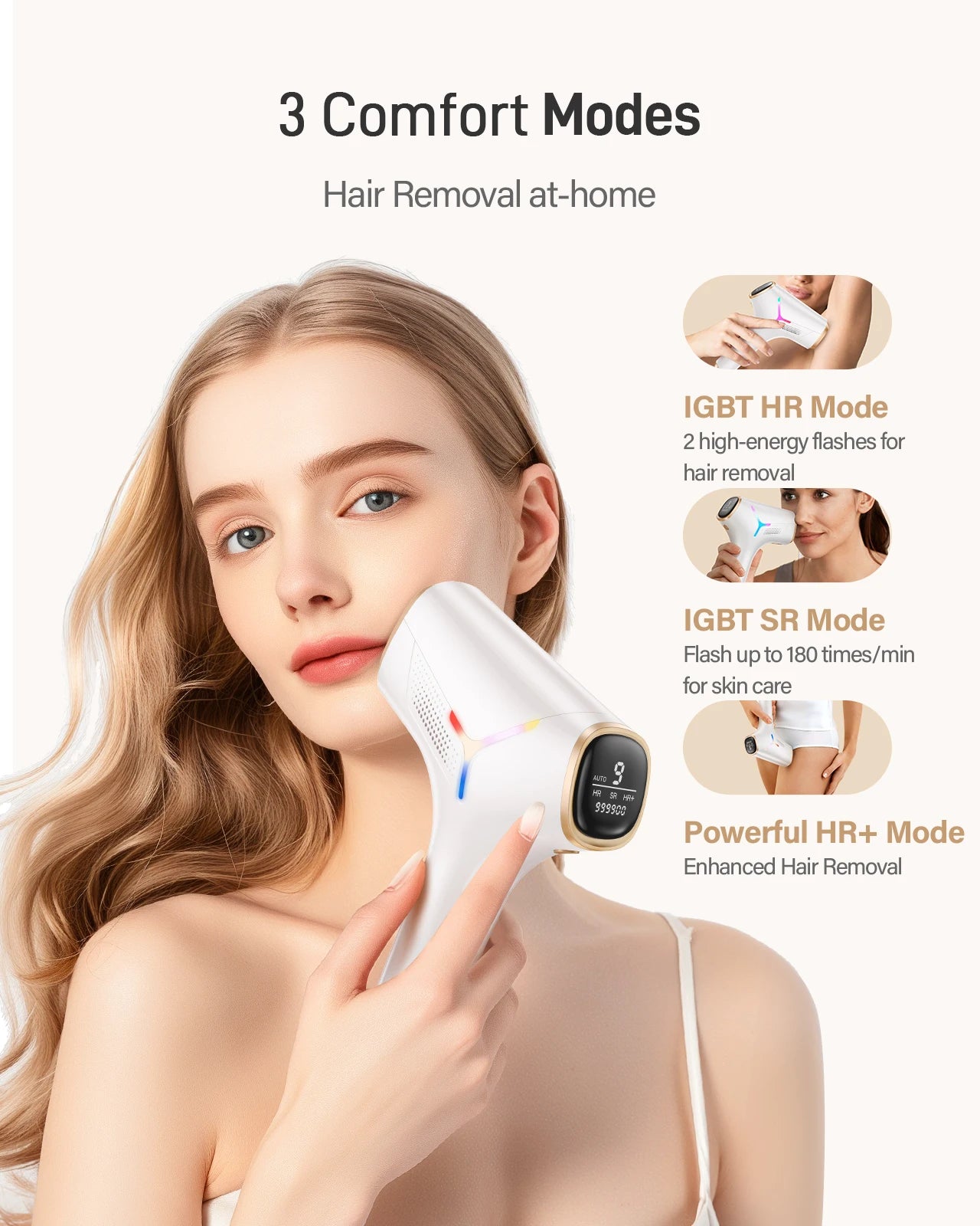 IPL Laser Hair Removal Device – 990,000 Flashes Permanent Hair Reduction for Face & Body