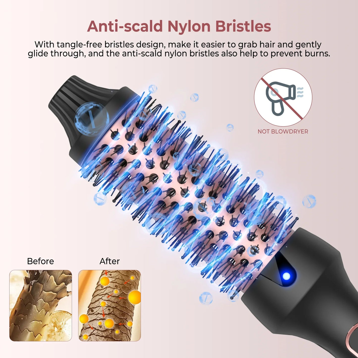 3-in-1 Ionic Heated Styling Brush — Curler, Straightener & Anti-Scald Wand