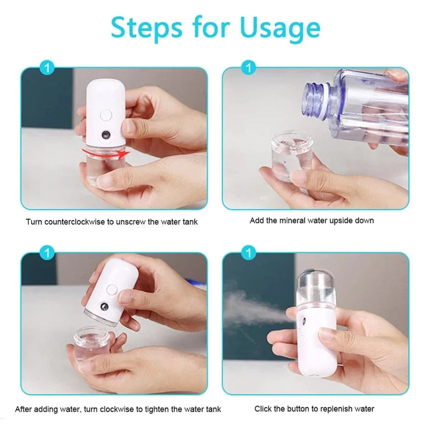 Mini USB Facial Steamer – Portable Mist Sprayer & Skin Hydration Tool for Women