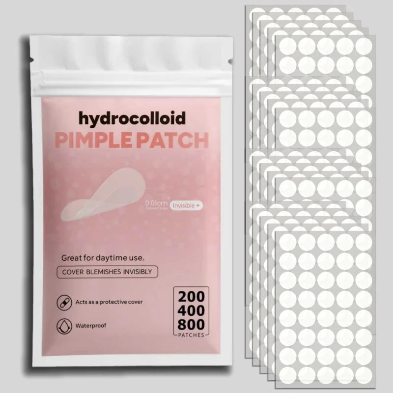 Hydrocolloid Pimple Patch Set – 200/400/800 Count Invisible Acne Stickers in Mixed Sizes
