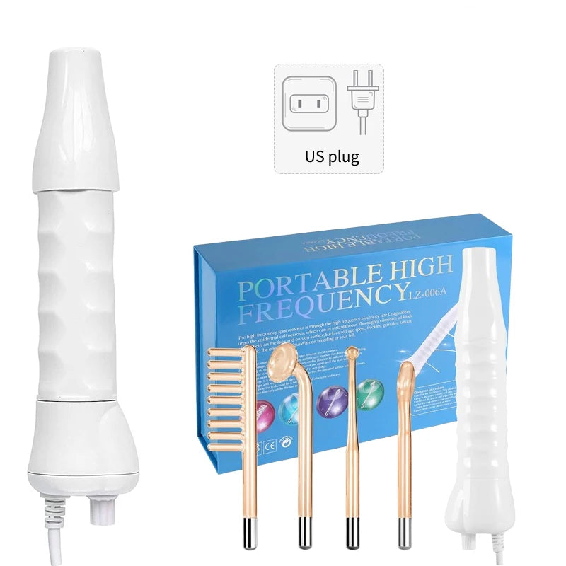High Frequency Facial Wand – Neon Glass Electrode Skin Therapy Device for Acne & Anti-Aging