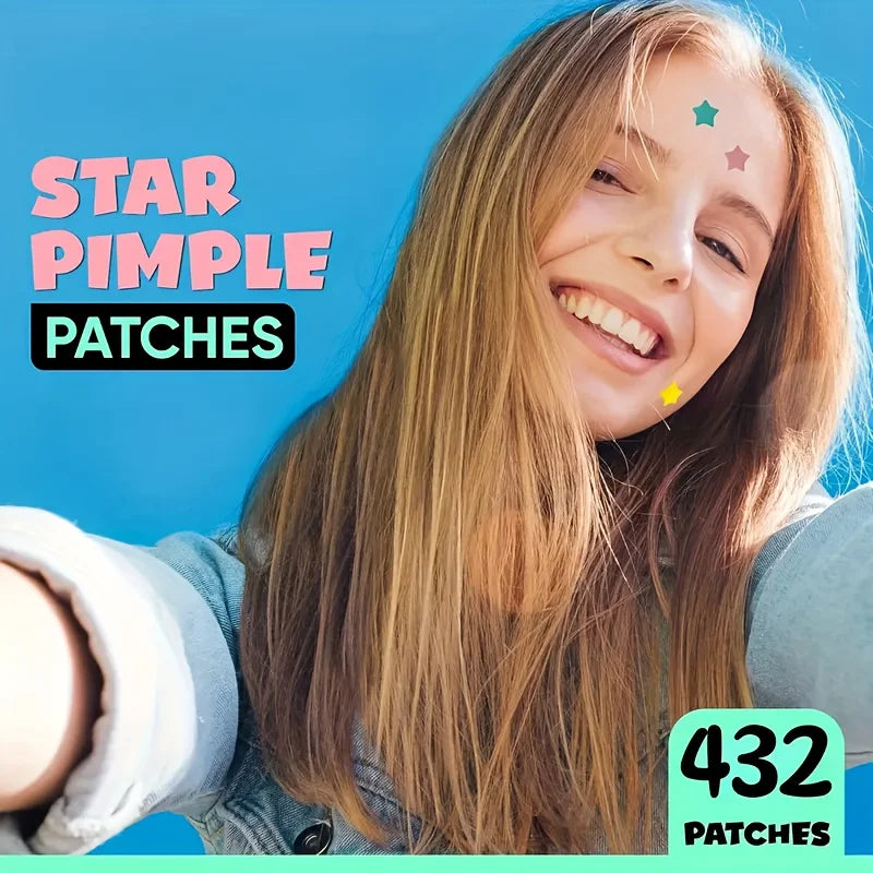 432-Pack Colorful Star-Shaped Pimple Patches – Hydrocolloid Acne Stickers for Fun, Effective Spot Treatment