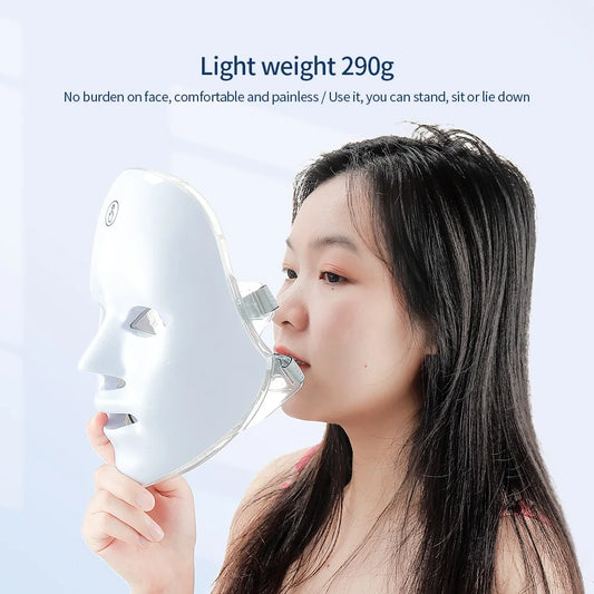 7-Color LED Light Therapy Face & Neck Mask – Wireless Photon Skin Rejuvenation & Tightening Device
