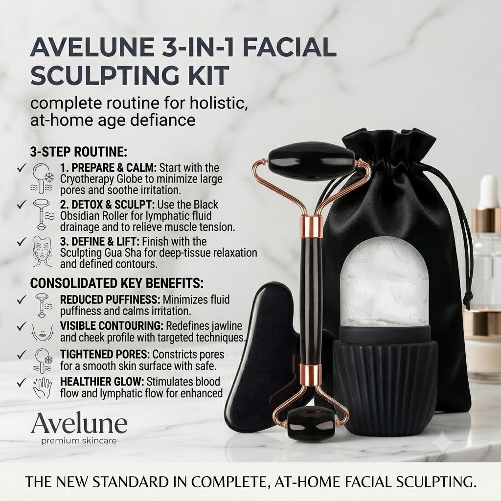 Ice Face Roller & Gua Sha Set — Facial Lifting & Contouring Tool